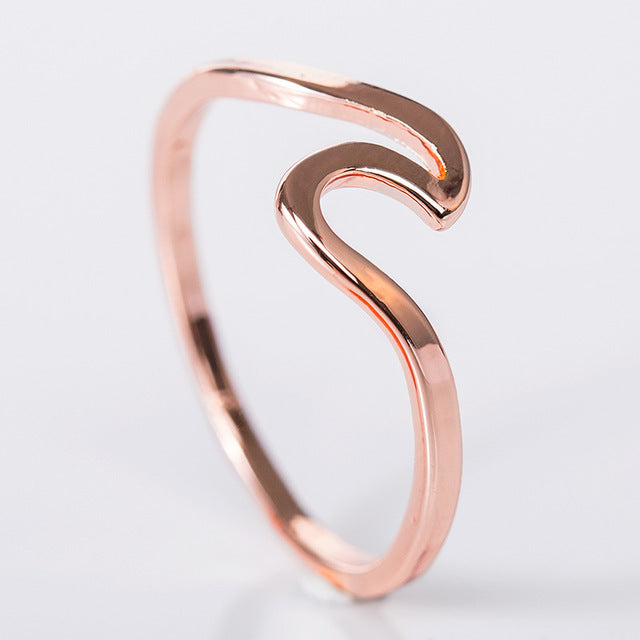 Mossovy Wave Alloy  Rings Charms Rose Gold Ring Minimalist Jewelry Wedding Rings for Women Bague Femme Anillos Mujer