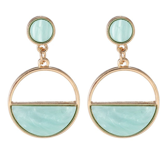 2019 New Women's Earrings Color Metal Simple Charm Hollow Geometric Pendant Earrings Suitable For Winter Jewelry Lover Gift