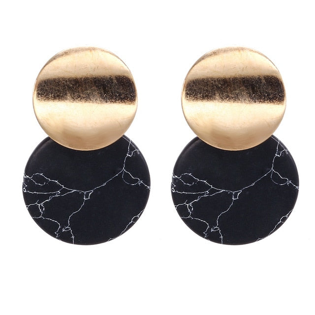 2019 New Women's Earrings Color Metal Simple Charm Hollow Geometric Pendant Earrings Suitable For Winter Jewelry Lover Gift