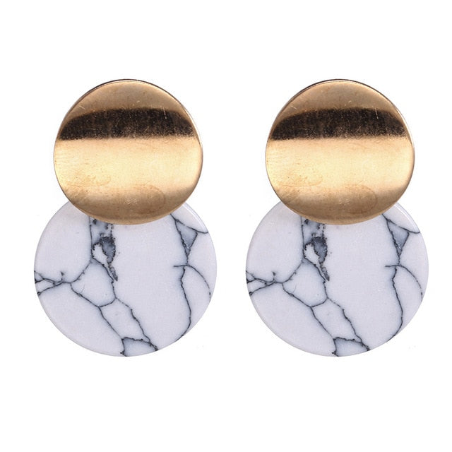 2019 New Women's Earrings Color Metal Simple Charm Hollow Geometric Pendant Earrings Suitable For Winter Jewelry Lover Gift