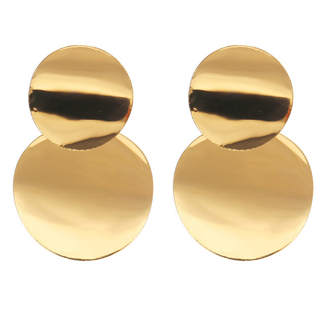 2019 New Women's Earrings Color Metal Simple Charm Hollow Geometric Pendant Earrings Suitable For Winter Jewelry Lover Gift