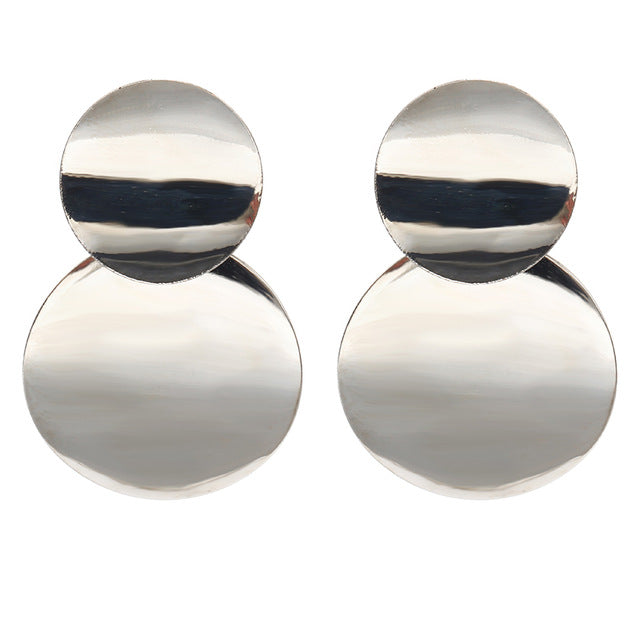 2019 New Women's Earrings Color Metal Simple Charm Hollow Geometric Pendant Earrings Suitable For Winter Jewelry Lover Gift