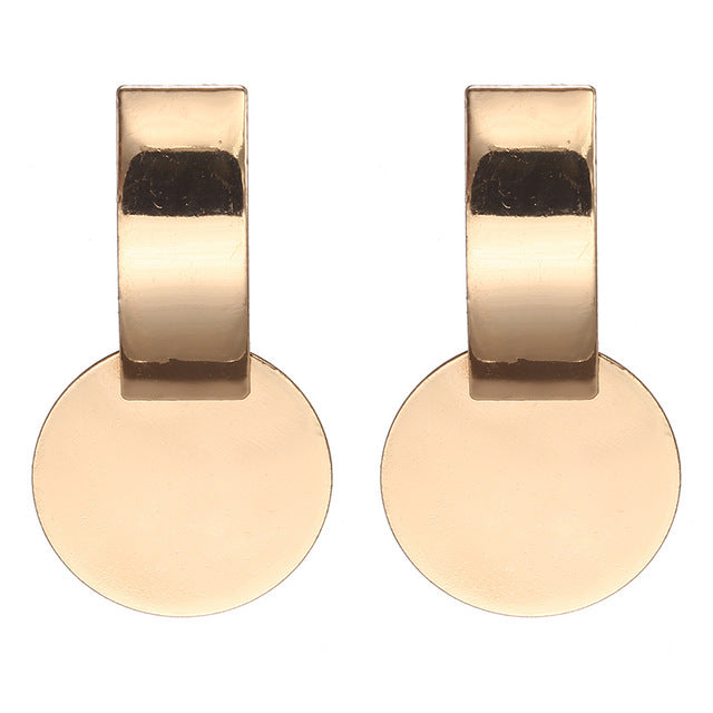 2019 New Women's Earrings Color Metal Simple Charm Hollow Geometric Pendant Earrings Suitable For Winter Jewelry Lover Gift