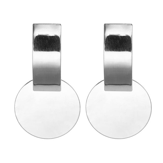 2019 New Women's Earrings Color Metal Simple Charm Hollow Geometric Pendant Earrings Suitable For Winter Jewelry Lover Gift