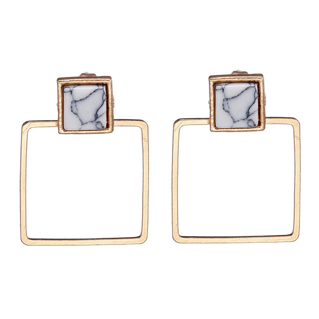 2019 New Women's Earrings Color Metal Simple Charm Hollow Geometric Pendant Earrings Suitable For Winter Jewelry Lover Gift