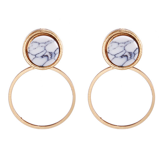 2019 New Women's Earrings Color Metal Simple Charm Hollow Geometric Pendant Earrings Suitable For Winter Jewelry Lover Gift