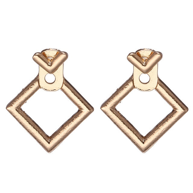 2019 New Women's Earrings Color Metal Simple Charm Hollow Geometric Pendant Earrings Suitable For Winter Jewelry Lover Gift