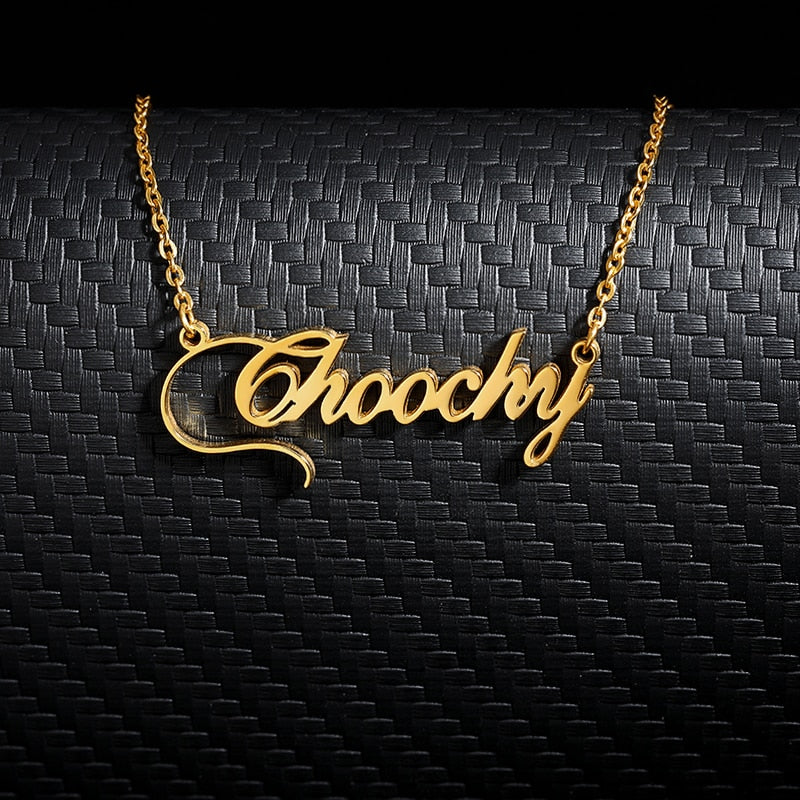 Personalized Custom Name Necklaces For Women Men Gold Silver Color Stainless Steel Long Chain Nameplate Pendant Necklace Jewelry