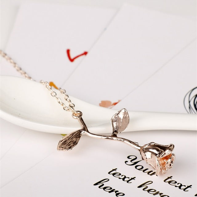 MQCHUN 3D Rose Necklace flower Custom Charm Necklace Final Rose Beauty and the Beast Jewelry Women Girls Party Gift dropshipping