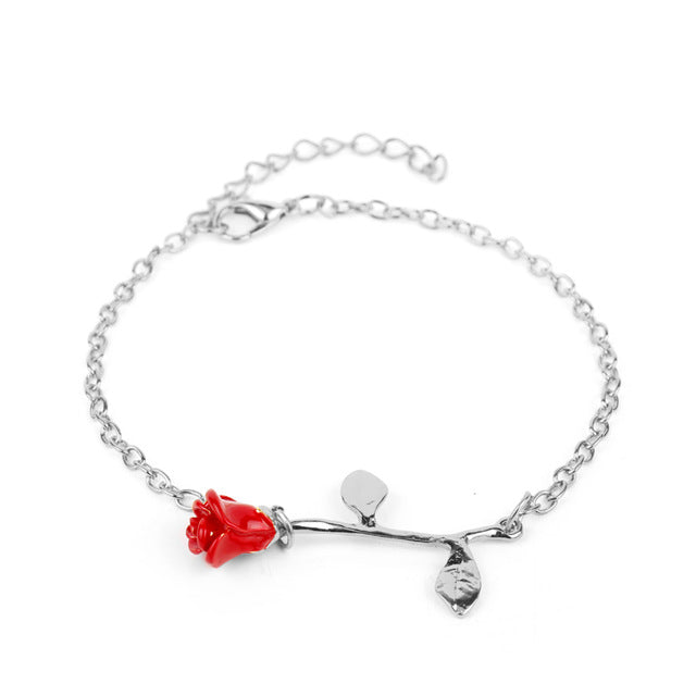 MQCHUN 3D Rose Necklace flower Custom Charm Necklace Final Rose Beauty and the Beast Jewelry Women Girls Party Gift dropshipping