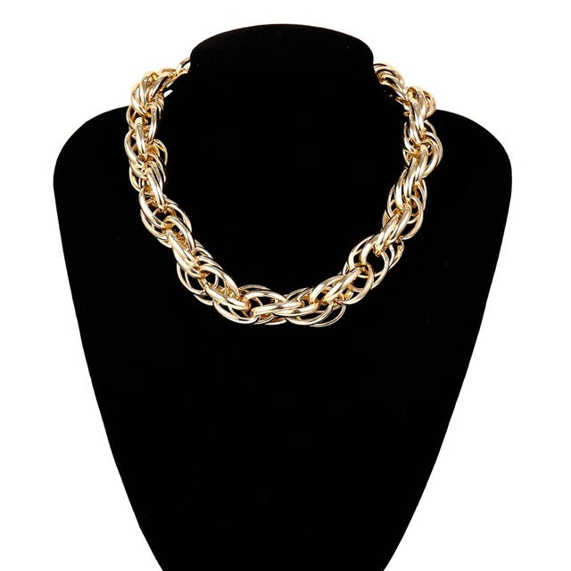 High Quality Punk Lock Choker Necklace Pendant Women Collar Statement Brand Gold Color Chunky Thick Chain Necklace Steampunk Men