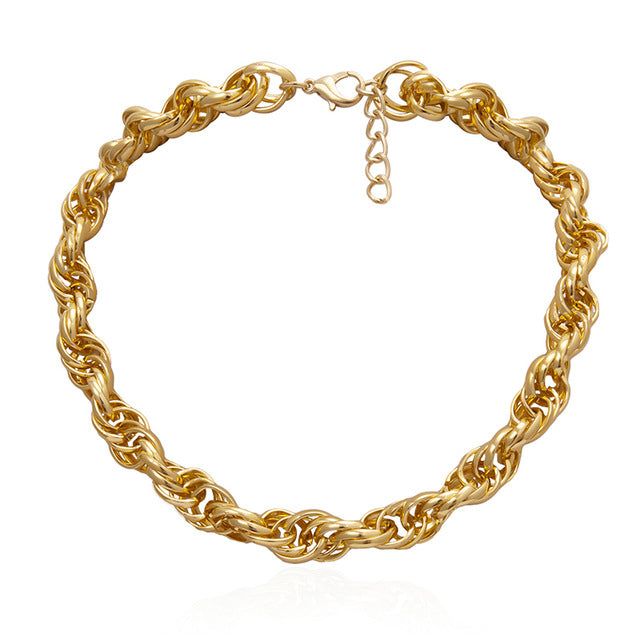 High Quality Punk Lock Choker Necklace Pendant Women Collar Statement Brand Gold Color Chunky Thick Chain Necklace Steampunk Men