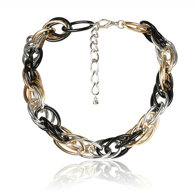 High Quality Punk Lock Choker Necklace Pendant Women Collar Statement Brand Gold Color Chunky Thick Chain Necklace Steampunk Men