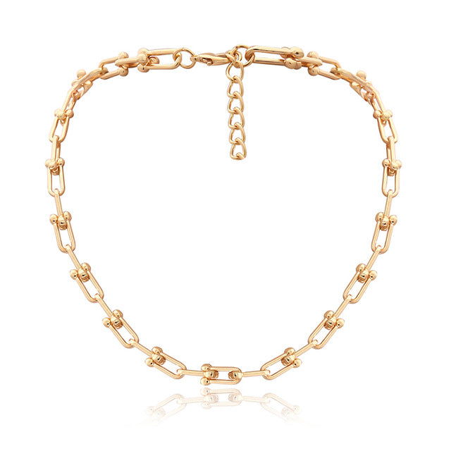 High Quality Punk Lock Choker Necklace Pendant Women Collar Statement Brand Gold Color Chunky Thick Chain Necklace Steampunk Men