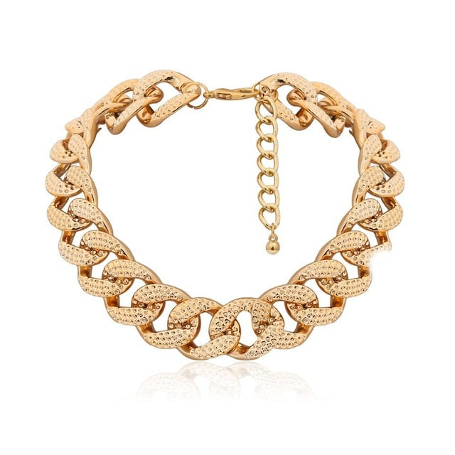 High Quality Punk Lock Choker Necklace Pendant Women Collar Statement Brand Gold Color Chunky Thick Chain Necklace Steampunk Men