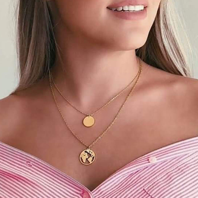 World Map Necklace Globetrotter Gold Map Pendant World Choker Map Crescent Moon Necklaces&Pendants Dainty Pendants For Women
