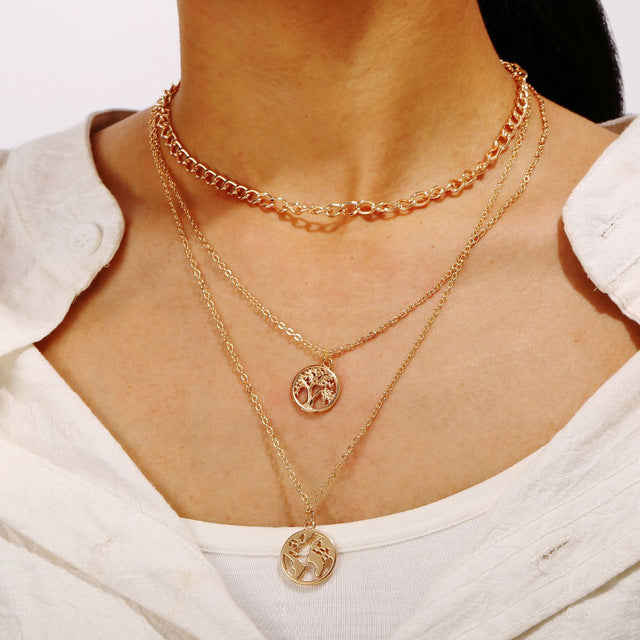World Map Necklace Globetrotter Gold Map Pendant World Choker Map Crescent Moon Necklaces&Pendants Dainty Pendants For Women