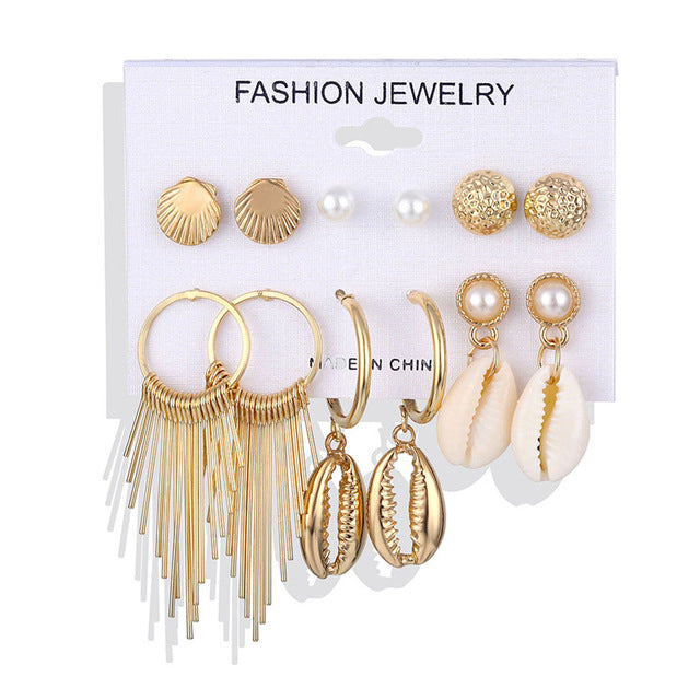 ALIUTOM Boho Tassel Earrings Set Bohemian Long Vintage Geometric Dangle Earrings For Women Brincos Fabric Drop Earring Jewelry