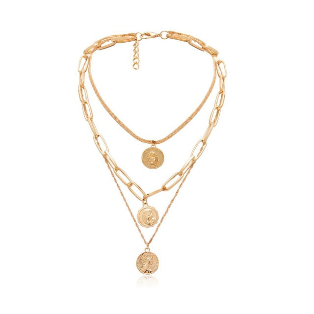 Punk Miami Cuban Choker Necklace Steampunk Men Jewelry Vintage Big Coin Pendant Chunky Chain Necklace for Women Neck Accessories