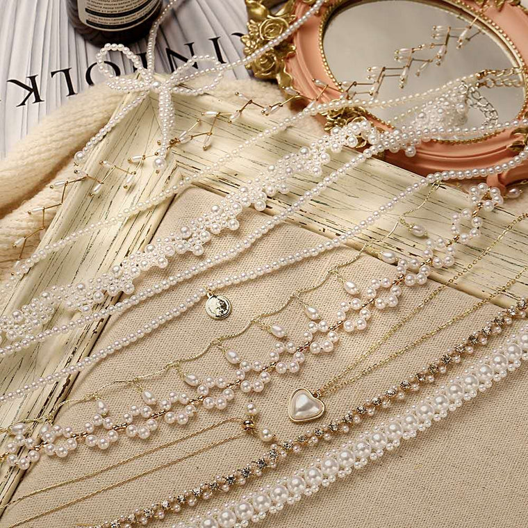 17KM Flower Pearl Necklaces For Women Party Bow Knot Pendant Necklace Fashion Choker Elegant Flower Jewelry Gifts 2020