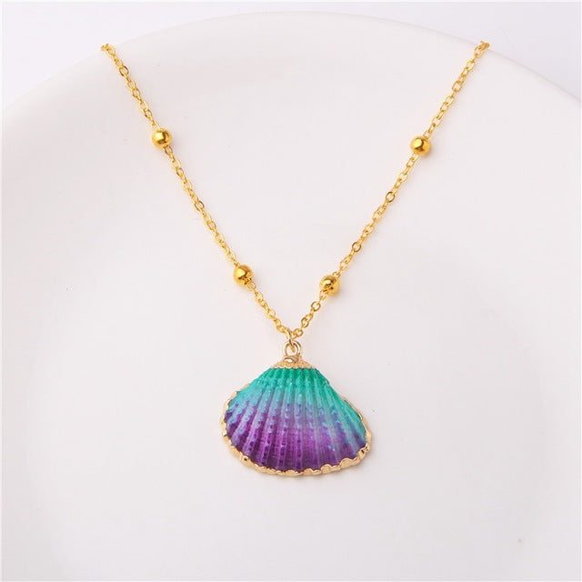 Boho Conch Shell Necklace Sea Beach Shell Chain Pendant Necklace For Women Collier Femme Shell Cowrie Summer Jewelry Bohemian