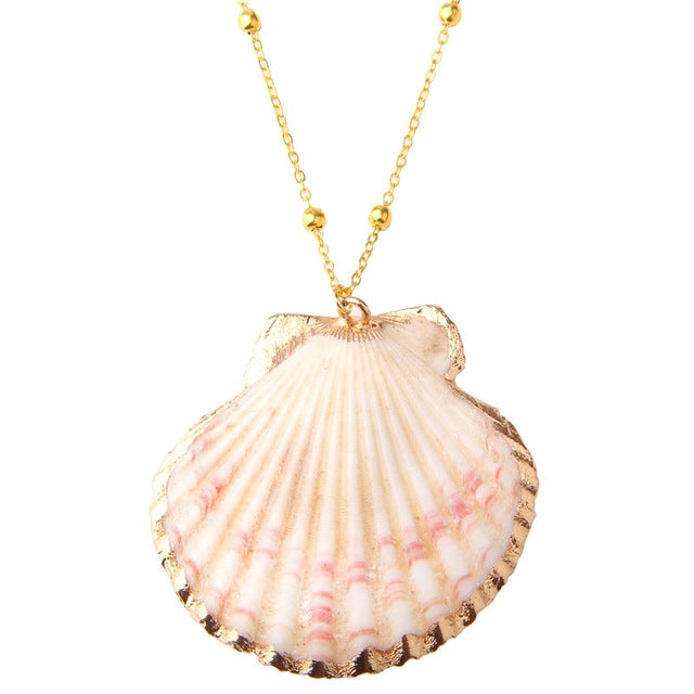 Boho Conch Shell Necklace Sea Beach Shell Chain Pendant Necklace For Women Collier Femme Shell Cowrie Summer Jewelry Bohemian