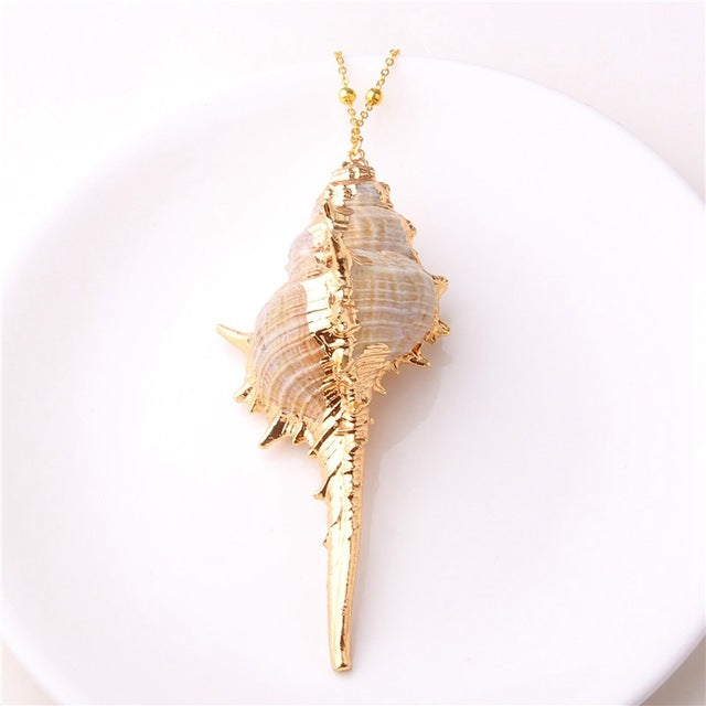 Boho Conch Shell Necklace Sea Beach Shell Chain Pendant Necklace For Women Collier Femme Shell Cowrie Summer Jewelry Bohemian