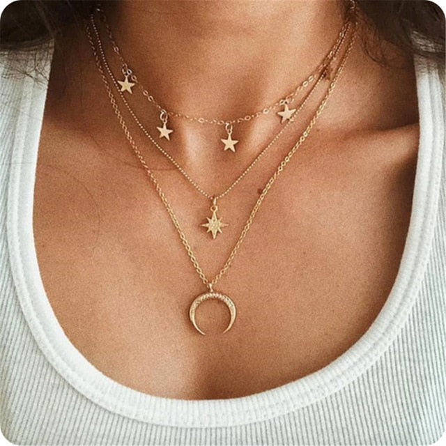 IF YOU Boho Coin Shell Rose Pendant Necklace For Girl Moon Crystal Choker Necklaces Women Beach 2020 Fashion Statement  Jewelry