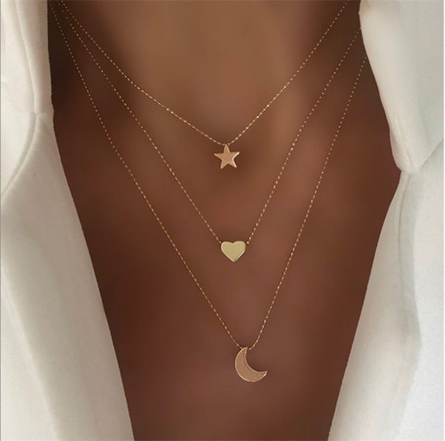 IF YOU Boho Coin Shell Rose Pendant Necklace For Girl Moon Crystal Choker Necklaces Women Beach 2020 Fashion Statement  Jewelry