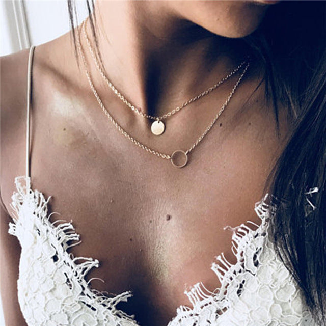 IF YOU Boho Coin Shell Rose Pendant Necklace For Girl Moon Crystal Choker Necklaces Women Beach 2020 Fashion Statement  Jewelry