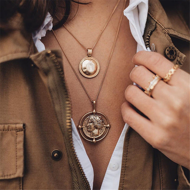 IF YOU Boho Coin Shell Rose Pendant Necklace For Girl Moon Crystal Choker Necklaces Women Beach 2020 Fashion Statement  Jewelry