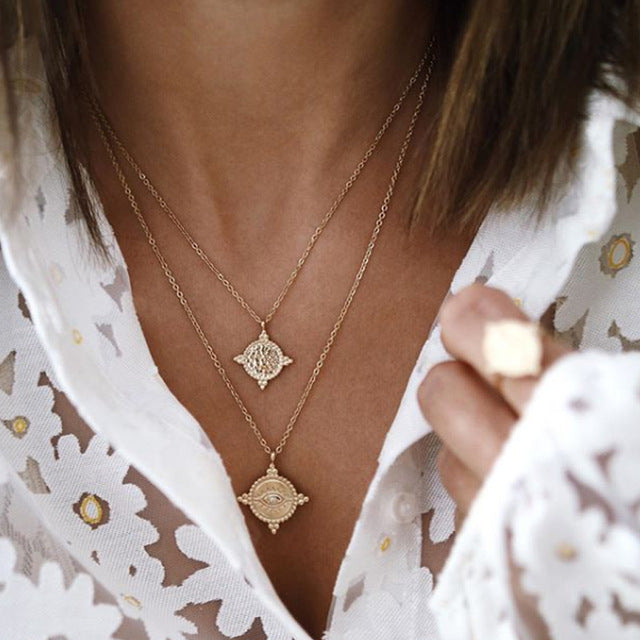 IF YOU Boho Coin Shell Rose Pendant Necklace For Girl Moon Crystal Choker Necklaces Women Beach 2020 Fashion Statement  Jewelry