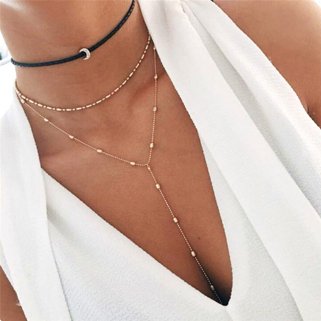 IF YOU Boho Coin Shell Rose Pendant Necklace For Girl Moon Crystal Choker Necklaces Women Beach 2020 Fashion Statement  Jewelry