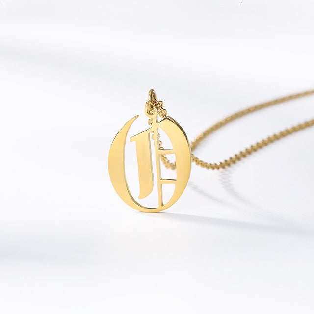 Gold chains initial necklace For women A-Z letter necklace stainless steel necklaces collier цепь old english font chain цепи