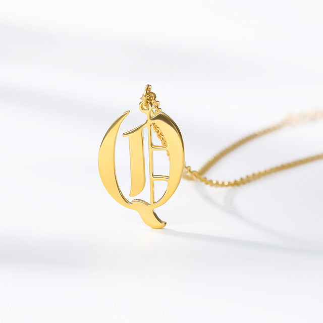 Gold chains initial necklace For women A-Z letter necklace stainless steel necklaces collier цепь old english font chain цепи