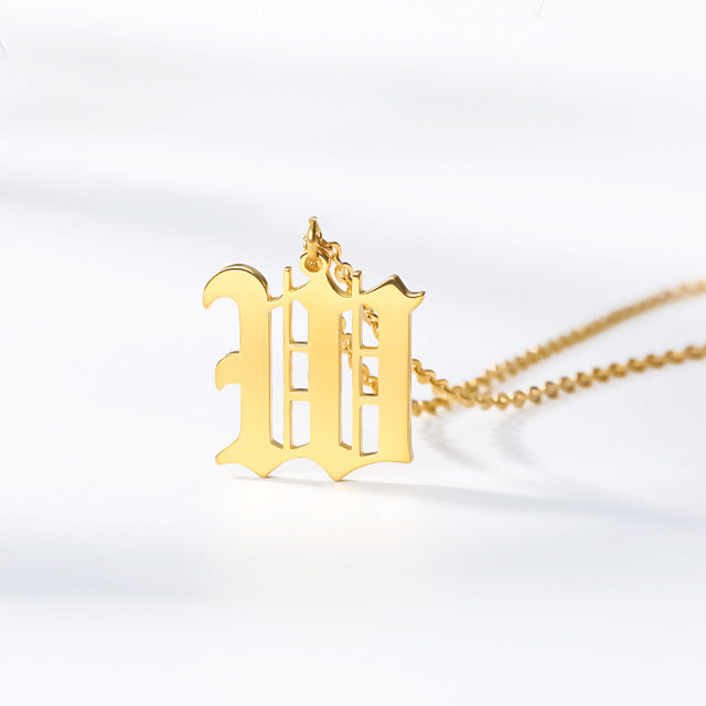 Gold chains initial necklace For women A-Z letter necklace stainless steel necklaces collier цепь old english font chain цепи