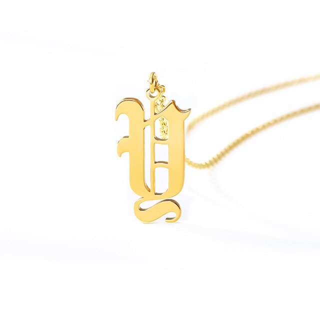 Gold chains initial necklace For women A-Z letter necklace stainless steel necklaces collier цепь old english font chain цепи