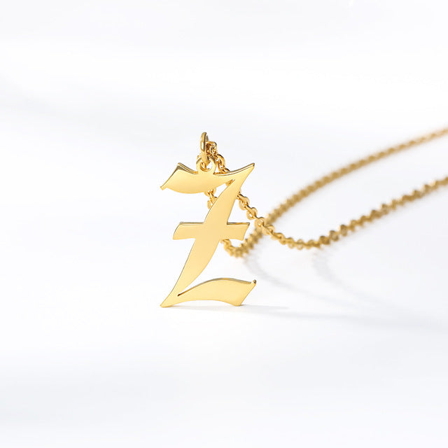 Gold chains initial necklace For women A-Z letter necklace stainless steel necklaces collier цепь old english font chain цепи