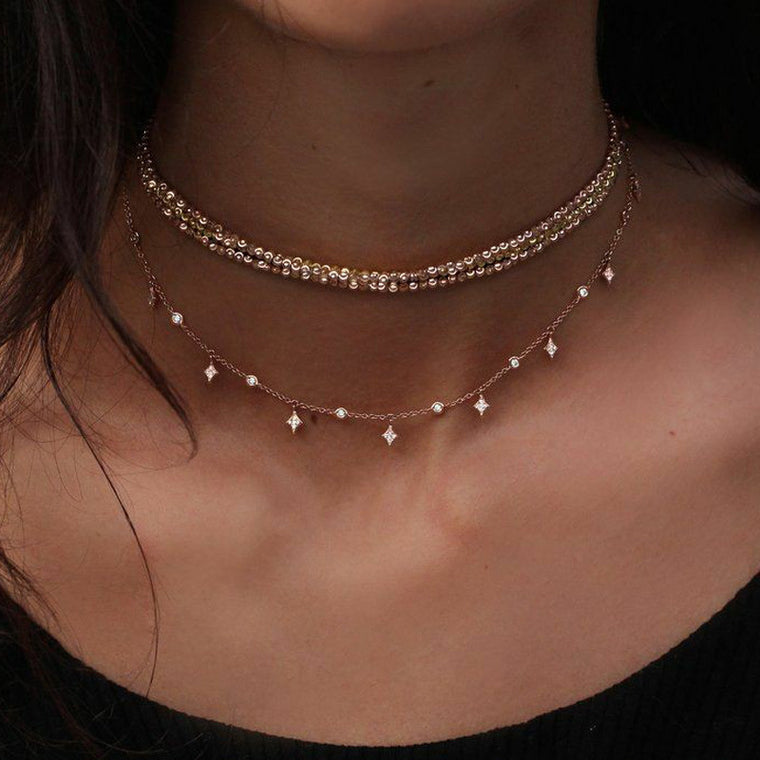 Tocona Bohemian Beads Chain Chokers Necklace Collar for Women Pendant Necklaces Layered Charm Necklace Jewelry 6655